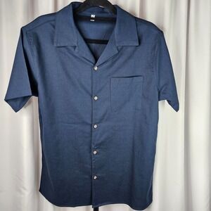 BUNDLE of Coofandy Shirts Short Sleeve Blue/Navy Mens Sz Med Spread Collar Linen